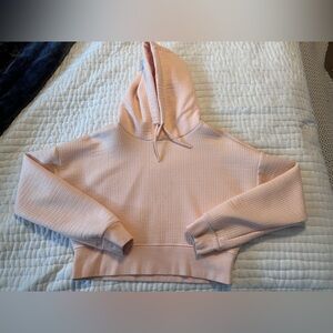 Mona B Pastel Pink Waffle-Knit Hooded Pullover